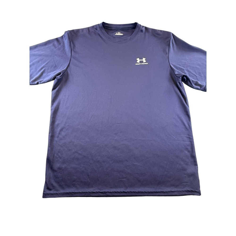 Under Armour Mens HeatGear Short Sleeve T-Shirt Navy Blue Large Athletic Top